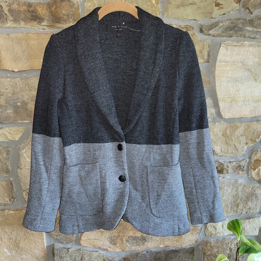 Rag & Bone Curtis Colorblock Wool Knit Blazer XS